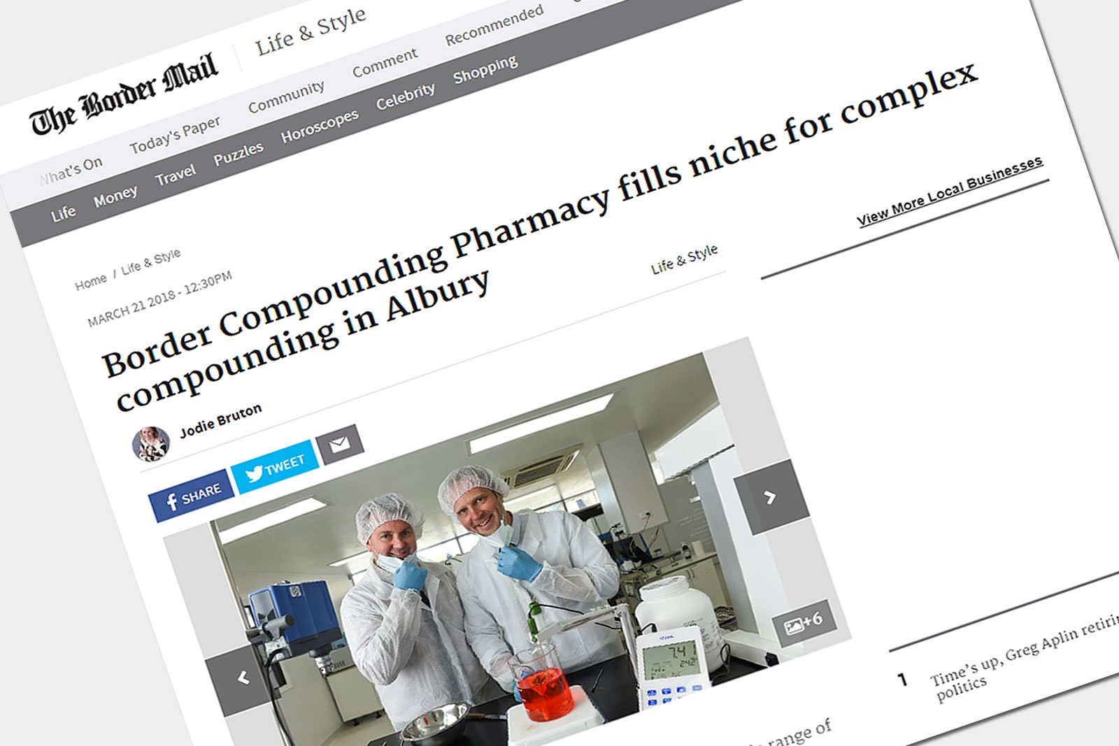 The Border Mail: Border Compounding Pharmacy fills niche for complex compounding in Albury